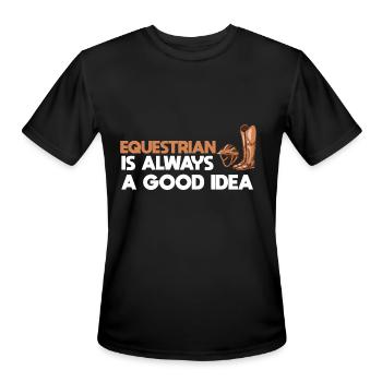 Horse Riding Equestrian - Men's Moisture Wicking Performance T-Shirt - black - Front - Jackson (183cm)