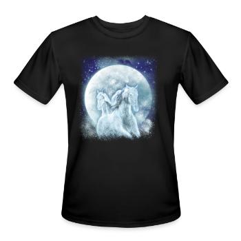 Two White Horses In The Moonlight Horse - Men's Moisture Wicking Performance T-Shirt - black - Front - Jackson (183cm)