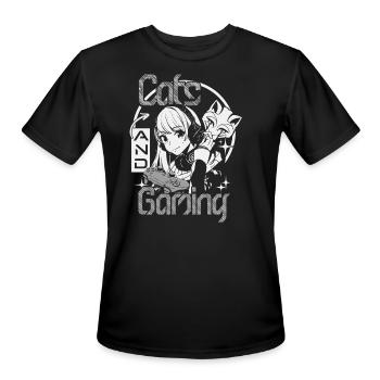 Cats and Gaming A Purrfect Combination for Feline - Men's Moisture Wicking Performance T-Shirt - black - Front - Jackson (183cm)