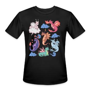 Flight of Dragons Cute Elemental Mythical Winged - Men's Moisture Wicking Performance T-Shirt - black - Front - Jackson (183cm)