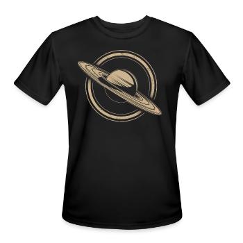 Planet Saturn Shirt, Planet Saturn System Planets - Men's Moisture Wicking Performance T-Shirt - black - Front - Jackson (183cm)