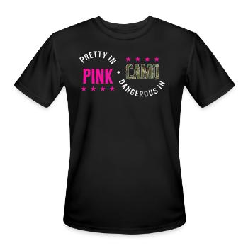 Hunting Shirt, Pretty In Pink Dangerous In Camo - Men's Moisture Wicking Performance T-Shirt - black - Front - Jackson (183cm)