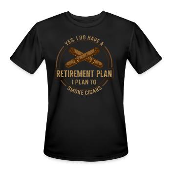 Smoke Shirt, Retirement Plan To Smoke Cigars Tee, - Men's Moisture Wicking Performance T-Shirt - black - Front - Jackson (183cm)