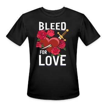Gothic Shirt, Bleed For Love Roses Heart Dagger - Men's Moisture Wicking Performance T-Shirt - black - Front - Jackson (183cm)