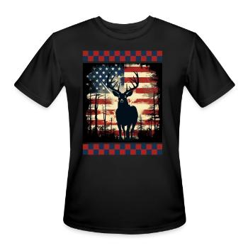 Ripped American Flag Woodland Camo Underlayer - Men's Moisture Wicking Performance T-Shirt - black - Front - Jackson (183cm)