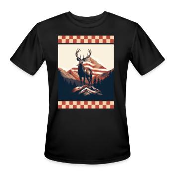 Mountain Range American Flag Rock Camo Deer Peak - Men's Moisture Wicking Performance T-Shirt - black - Front - Jackson (183cm)