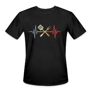 Vintage Slotted Spoon Pulse Line - Men's Moisture Wicking Performance T-Shirt - black - Front - Jackson (183cm)