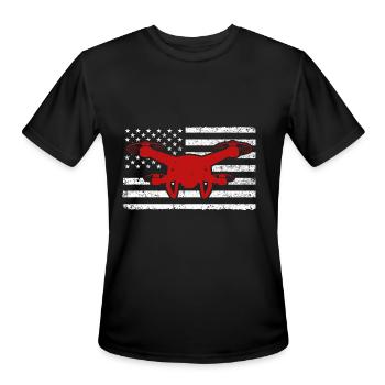American Drone Flying Drones US - Men's Moisture Wicking Performance T-Shirt - black - Front - Jackson (183cm)