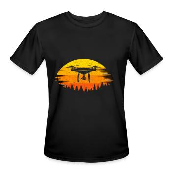 Drone Pilot Sunset Flying Drone - Men's Moisture Wicking Performance T-Shirt - black - Front - Jackson (183cm)