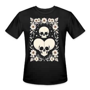 Flower Skull - Men's Moisture Wicking Performance T-Shirt - black - Front - Jackson (183cm)