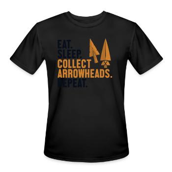 Eat Sleep Collect Arrowheads Repeat Arrowhead - Men's Moisture Wicking Performance T-Shirt - black - Front - Jackson (183cm)