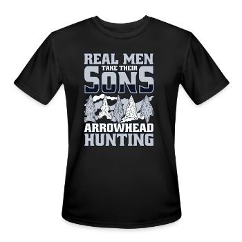 Real Men Take Their Sons Rocks Flint Arrowhead - Men's Moisture Wicking Performance T-Shirt - black - Front - Jackson (183cm)