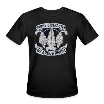 Easily Distracted By Arrowheads Rocks Arrowhead - Men's Moisture Wicking Performance T-Shirt - black - Front - Jackson (183cm)