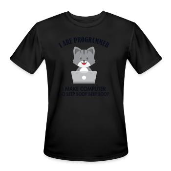 I Are Programmer Cat Engineer Full Stack Software - Men's Moisture Wicking Performance T-Shirt - black - Front - Jackson (183cm)