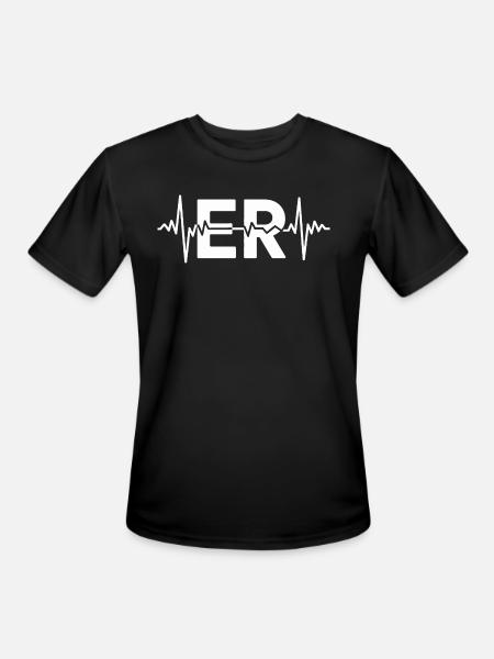 ER Pulse ECG Logo Tee - Men's Moisture Wicking Performance T-Shirt - black