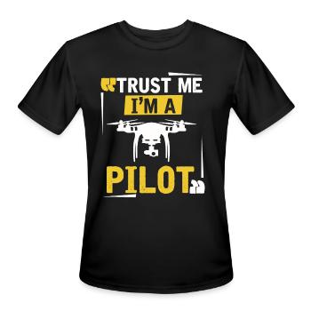 Drone Pilot Humor Drone Flying - Men's Moisture Wicking Performance T-Shirt - black - Front - Jackson (183cm)