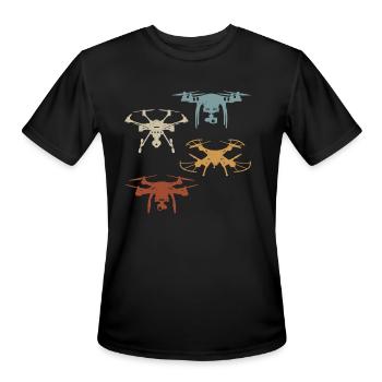 Retro Drones Vintage Drone Pilot - Men's Moisture Wicking Performance T-Shirt - black - Front - Jackson (183cm)