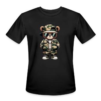 Camo Hip Hop Teddy Bear Camouflage Gangsta - Men's Moisture Wicking Performance T-Shirt - black - Front - Jackson (183cm)