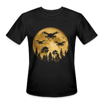 Drone Pilot Moon Drone Flying - Men's Moisture Wicking Performance T-Shirt - black - Front - Jackson (183cm)