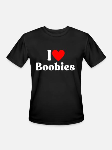 I Love Boobies I Heart Boobies - Men's Moisture Wicking Performance T-Shirt - black