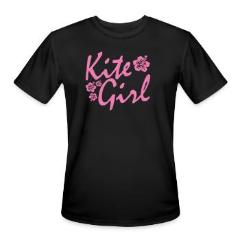 Kite Surfing Kite Girl - Men's Moisture Wicking Performance T-Shirt - black - Front - Jackson (183cm)
