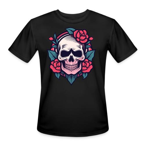 Rose Skull Tattoo - Men's Moisture Wicking Performance T-Shirt