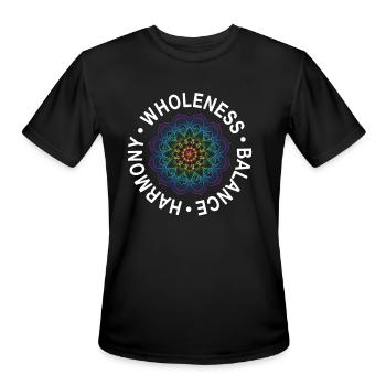 Great Yoga Mantra Design - Men's Moisture Wicking Performance T-Shirt - black - Front - Jackson (183cm)
