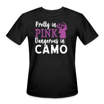 Pretty in Pink Dangerous in Camo Hunter Girl - Men's Moisture Wicking Performance T-Shirt - black - Front - Jackson (183cm)