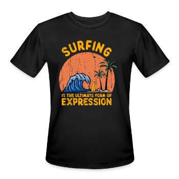 Surfing is the ultimate form of expression - - Men's Moisture Wicking Performance T-Shirt - black - Front - Jackson (183cm)