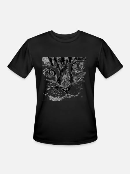 cat face - Men's Moisture Wicking Performance T-Shirt - black