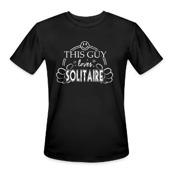 Guy Loves Solitaire - Men's Moisture Wicking Performance T-Shirt - black - Front - Jackson (183cm)