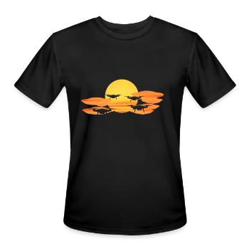 Drones in Sunset or Sunrise the Drone - Men's Moisture Wicking Performance T-Shirt - black - Front - Jackson (183cm)