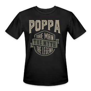 Poppa The Legend - Men's Moisture Wicking Performance T-Shirt - black - Front - Jackson (183cm)