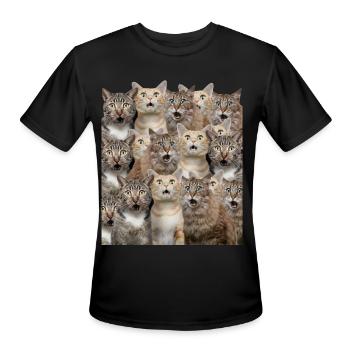 Surprised cats - Men's Moisture Wicking Performance T-Shirt - black - Front - Jackson (183cm)