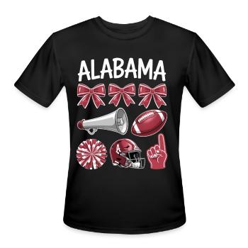Alabama Football Game Day Coquette Bow - Men's Moisture Wicking Performance T-Shirt - black - Front - Jackson (183cm)
