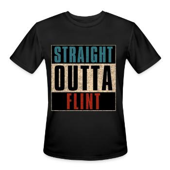 Straight Outta Flint Michigan MI - Men's Moisture Wicking Performance T-Shirt - black - Front - Jackson (183cm)
