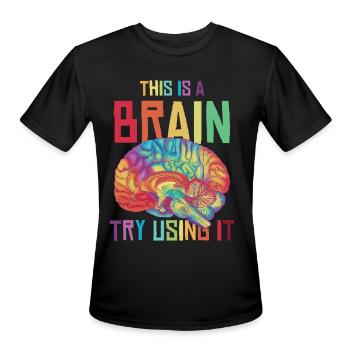Psychedelic Brain Color Burst - Men's Moisture Wicking Performance T-Shirt - black - Front - Jackson (183cm)