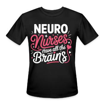 NeuroNurses Brains Tee - Men's Moisture Wicking Performance T-Shirt - black - Front - Jackson (183cm)