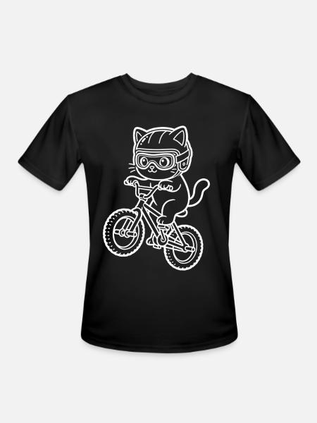 Kawaii Cat Riding BMX Bike - Men's Moisture Wicking Performance T-Shirt - black