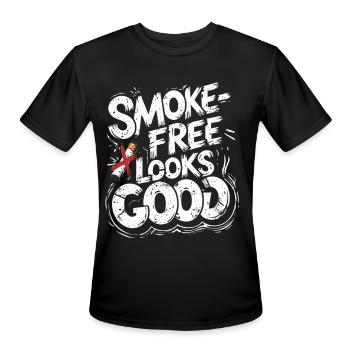 Anti Smoking Smoke Free Looks Good - Men's Moisture Wicking Performance T-Shirt - black - Front - Jackson (183cm)