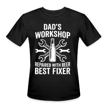 DADS WORKSHOP REPAIRED WITH BEER BEST FIXER Pro - Men's Moisture Wicking Performance T-Shirt - black - Front - Jackson (183cm)
