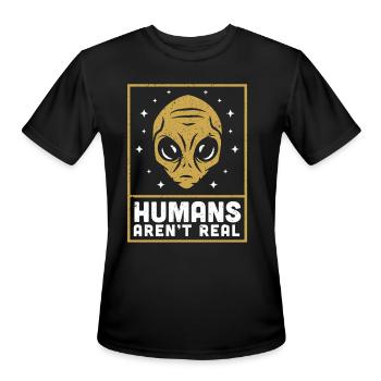 Alien Extraterrestrial Space Humans Aren't Real - Men's Moisture Wicking Performance T-Shirt - black - Front - Jackson (183cm)