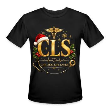 CLS Chicago Life Saver Christmas Santa Skull EMT S - Men's Moisture Wicking Performance T-Shirt - black - Front - Jackson (183cm)