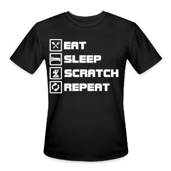 eat sleep scratch dj - Men's Moisture Wicking Performance T-Shirt - black - Front - Jackson (183cm)