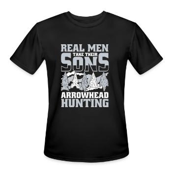 Real Men Take Their Sons Rocks Flint Arrowhead - Men's Moisture Wicking Performance T-Shirt - black - Front - Jackson (183cm)