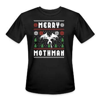 Mothman Ugly Christmas Sweater Merry Mothman - Men's Moisture Wicking Performance T-Shirt - black - Front - Jackson (183cm)