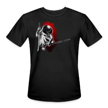 Sleek Ninja Art: Stealth, Shadows, & Shuriken - Men's Moisture Wicking Performance T-Shirt - black - Front - Jackson (183cm)