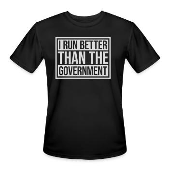 run better than government - Men's Moisture Wicking Performance T-Shirt - black - Front - Jackson (183cm)