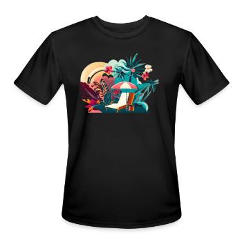 Beachside Paradise - Men's Moisture Wicking Performance T-Shirt - black - Front - Jackson (183cm)