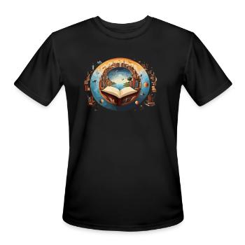 BOOKS - Men's Moisture Wicking Performance T-Shirt - black - Front - Jackson (183cm)